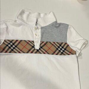 Burberry Kids Polo Shirt - White, Gray, and Tan